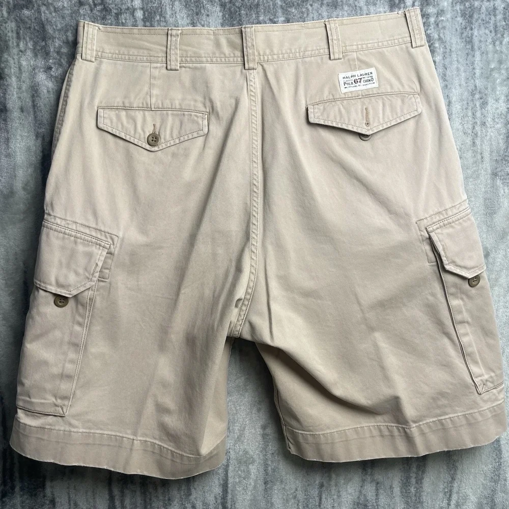 Polo Ralph Lauren Classic 67 Mens Size 36 Cargo Shorts Khaki Tan Cotton Chino